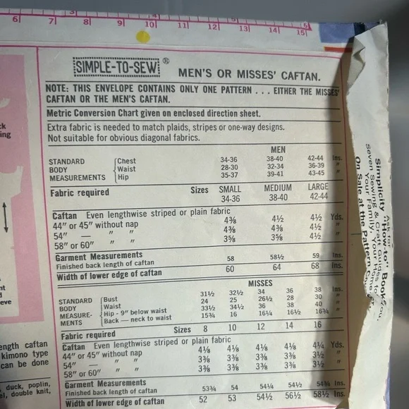 Simplicity 6695 Men's Striped and Floral Robes caftan size L 💜 - Picture 5 of 6